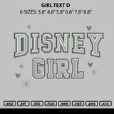 Girl text D Embroidery File 6 sizes