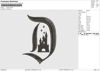 Disney Initial Embroidery File 4 size