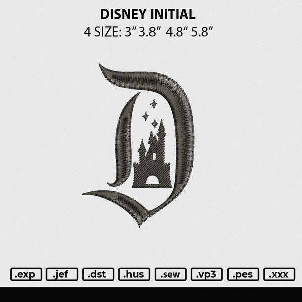 Disney Initial Embroidery File 4 size