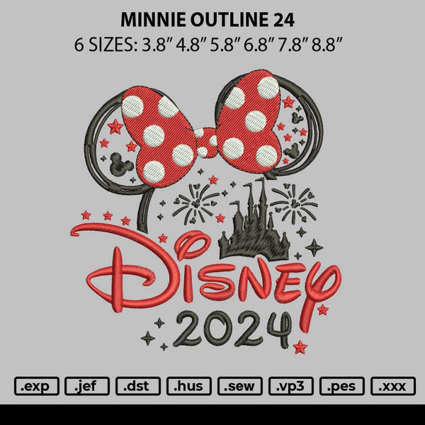 Minnie Outline 24 Embroidery File 6 sizes