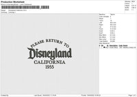 Disneyland California Embroidery File 4 size