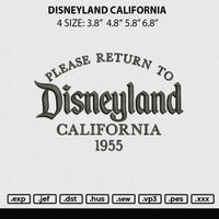 Disneyland California Embroidery File 4 size