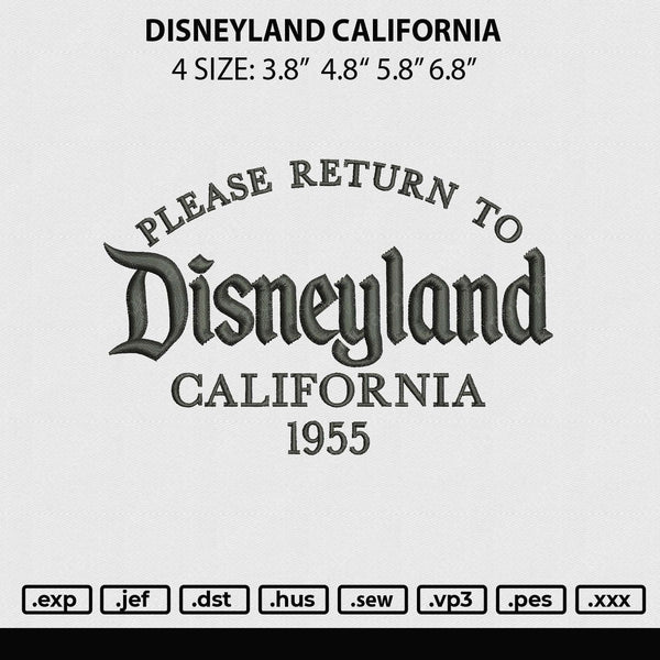 Disneyland California Embroidery File 4 size