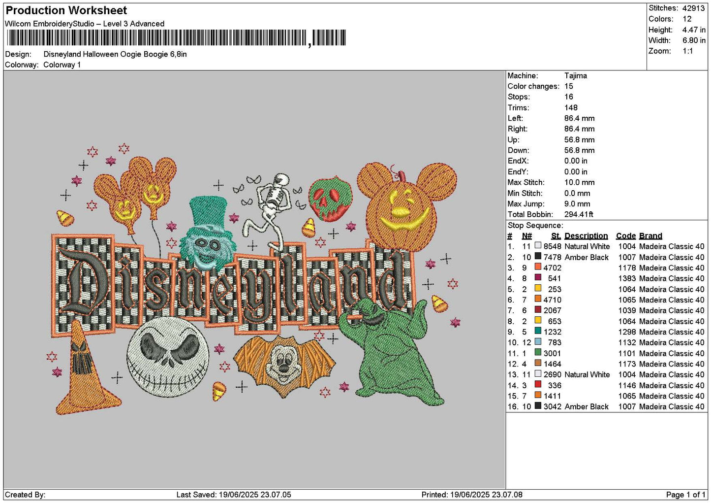 Dland Halloween 1906 Embroidery File 6 sizes