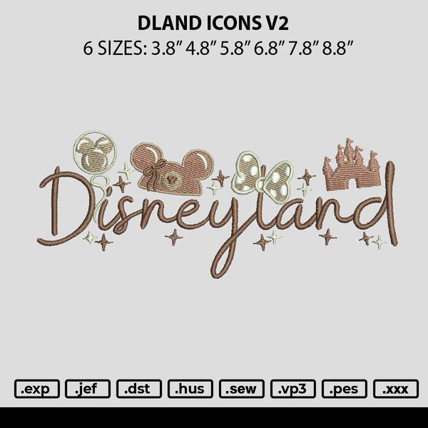 Dland Icons V2 Embroidery File 6 sizes