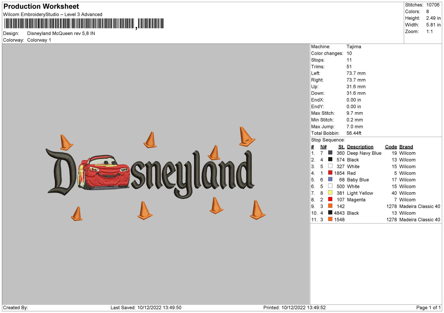 D Mcqueen Embroidery File 6 sizes