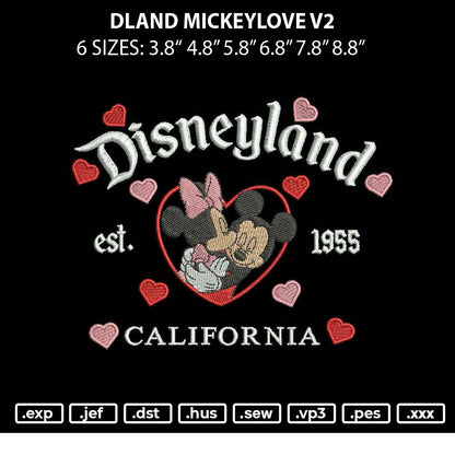 Dland Mickeylove V2 Embroidery File 6 sizes