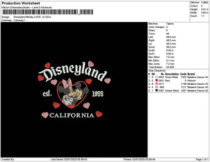 Dland Mickeylove V2 Embroidery File 6 sizes