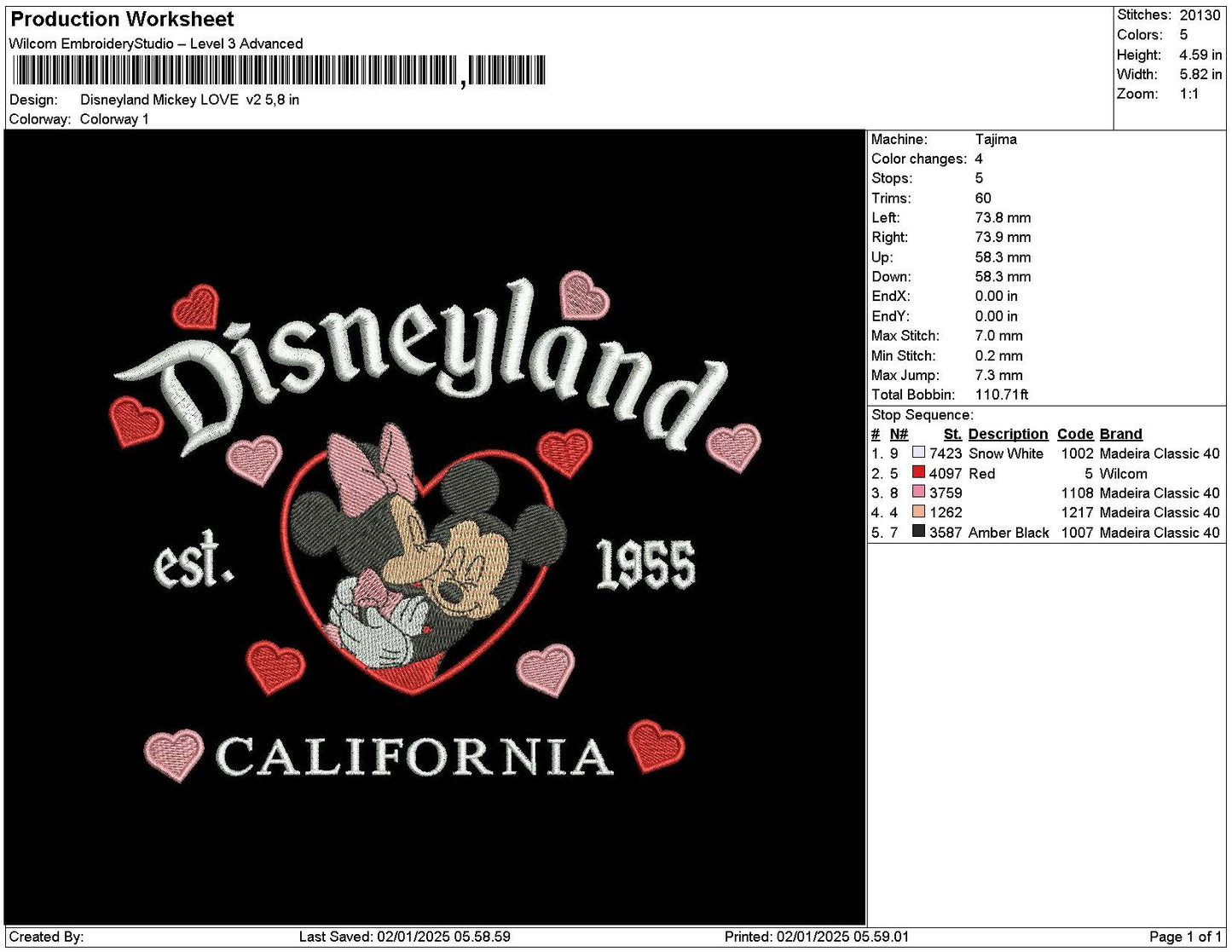 Dland Mickeylove V2 Embroidery File 6 sizes