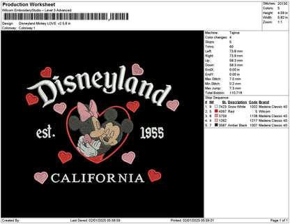 Dland Mickeylove V2 Embroidery File 6 sizes