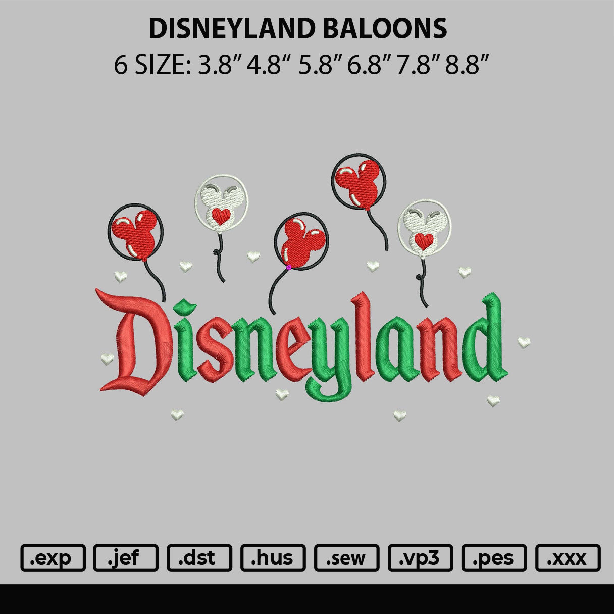 Disneyland Baloons Embroidery File 6 sizes