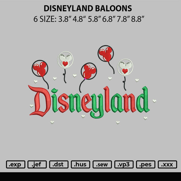 Disneyland Baloons Embroidery File 6 sizes