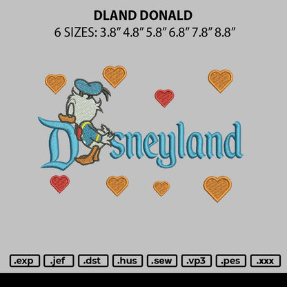 Dland Donald Embroidery File 6 sizes