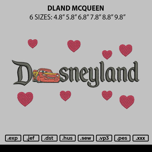 Dland Mcqueen 0401 Embroidery File 6 sizes