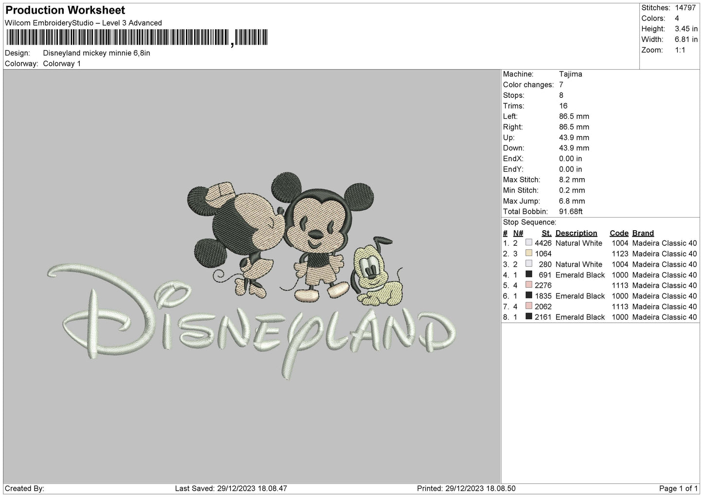 Mickeyminnie Land02 Embroidery File 6 sizes