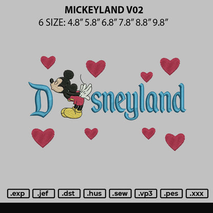 Mickeyland V02 Embroidery File 6 sizes