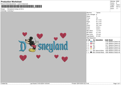Mickeyland V02 Embroidery File 6 sizes