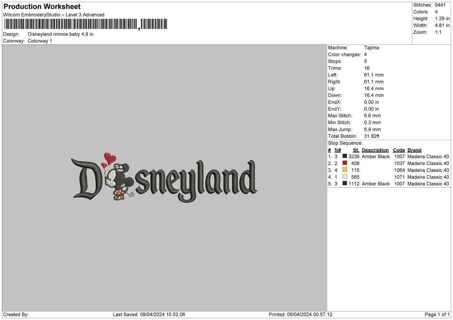 Minniebabyland Embroidery File 6 sizes