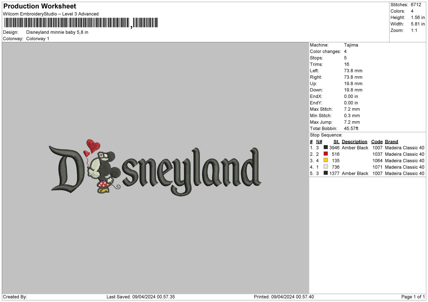 Minniebabyland Embroidery File 6 sizes
