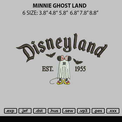 Minnie Ghost Land Embroidery File 6 sizes
