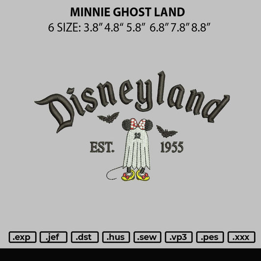 Minnie Ghost Land Embroidery File 6 sizes