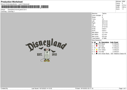 Minnie Ghost Land Embroidery File 6 sizes