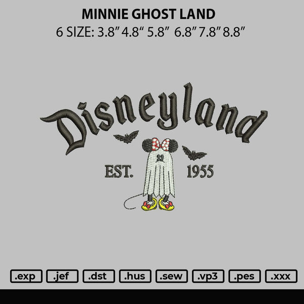 Minnie Ghost Land Embroidery File 6 sizes
