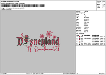 Dland Minnie Heart 01 Embroidery File 6 sizes