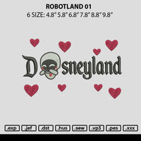 Robotland 01 Embroidery File 6 sizes