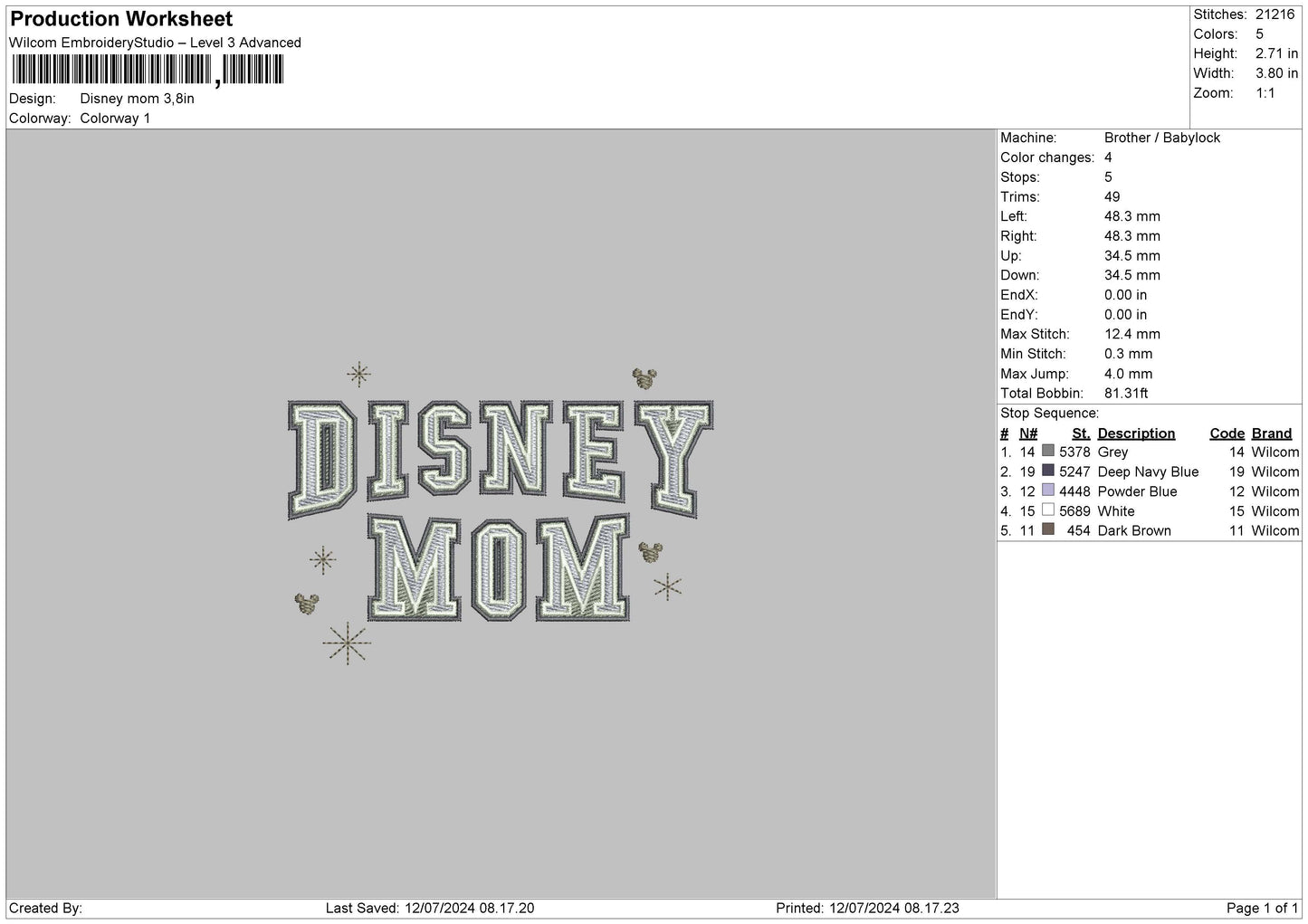 Mom Text D Embroidery File 6 sizes