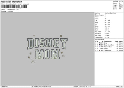 Mom Text D Embroidery File 6 sizes