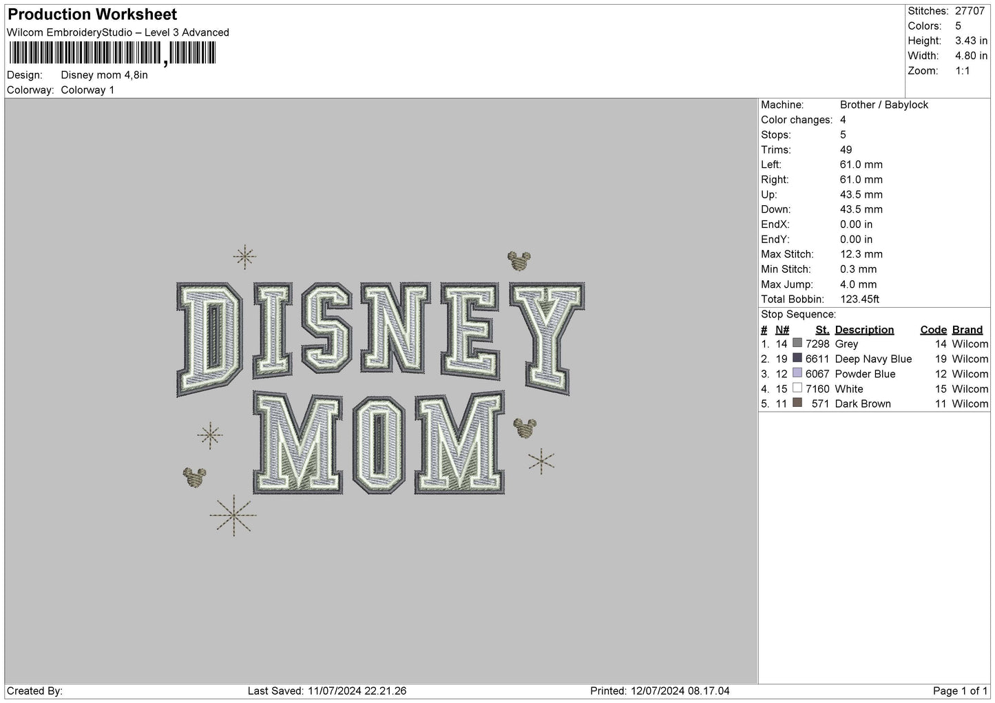 Mom Text D Embroidery File 6 sizes