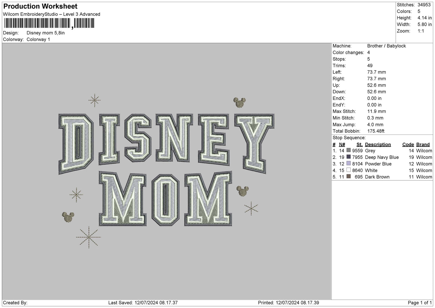 Mom Text D Embroidery File 6 sizes