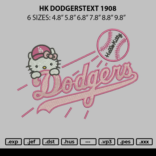 Hk Dodgerstext 1809 Embroidery File 6 sizes