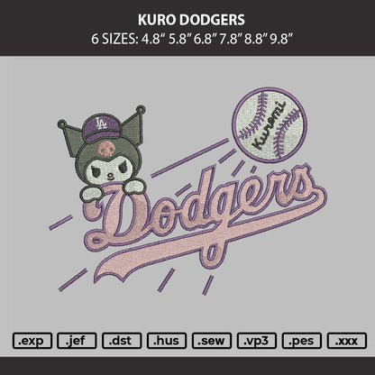 Kuro Dodgers Embroidery Machine Design File 6 sizes