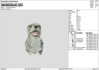 Dog 0812b Embroidery File 6 sizes