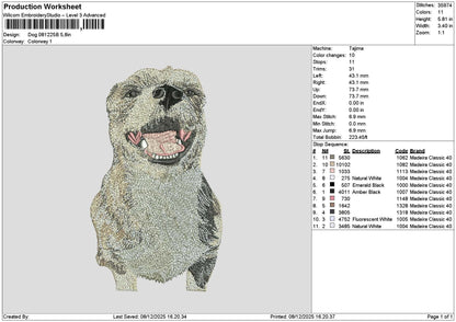 Dog 0812b Embroidery File 6 sizes
