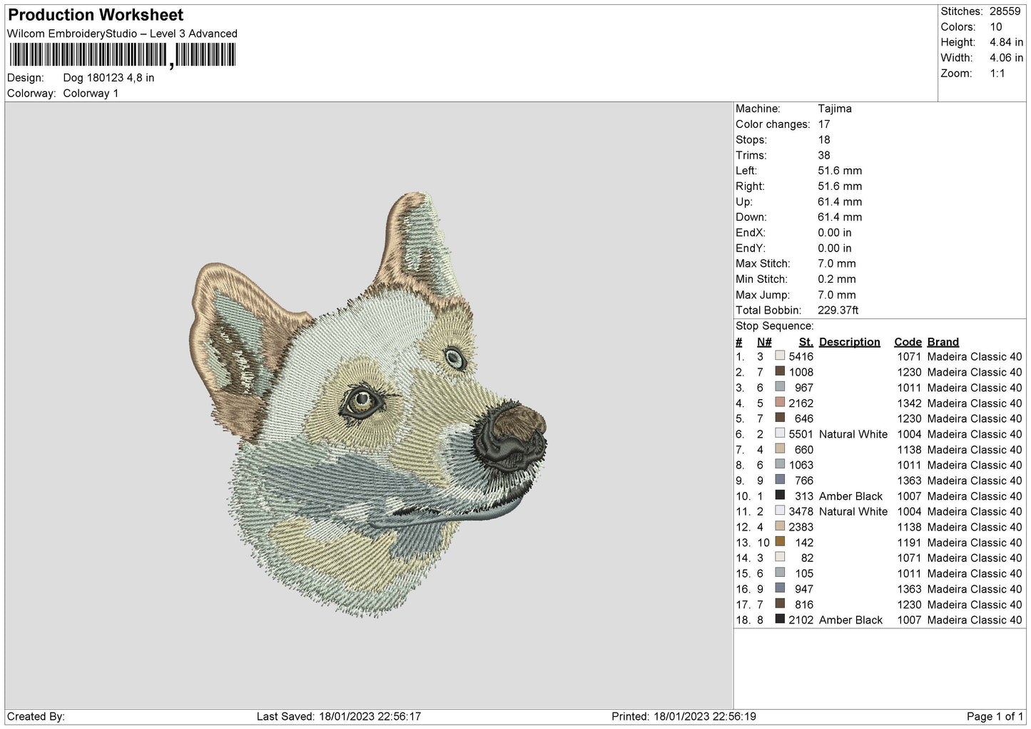 Dog 1801 Embroidery File 6 sizes