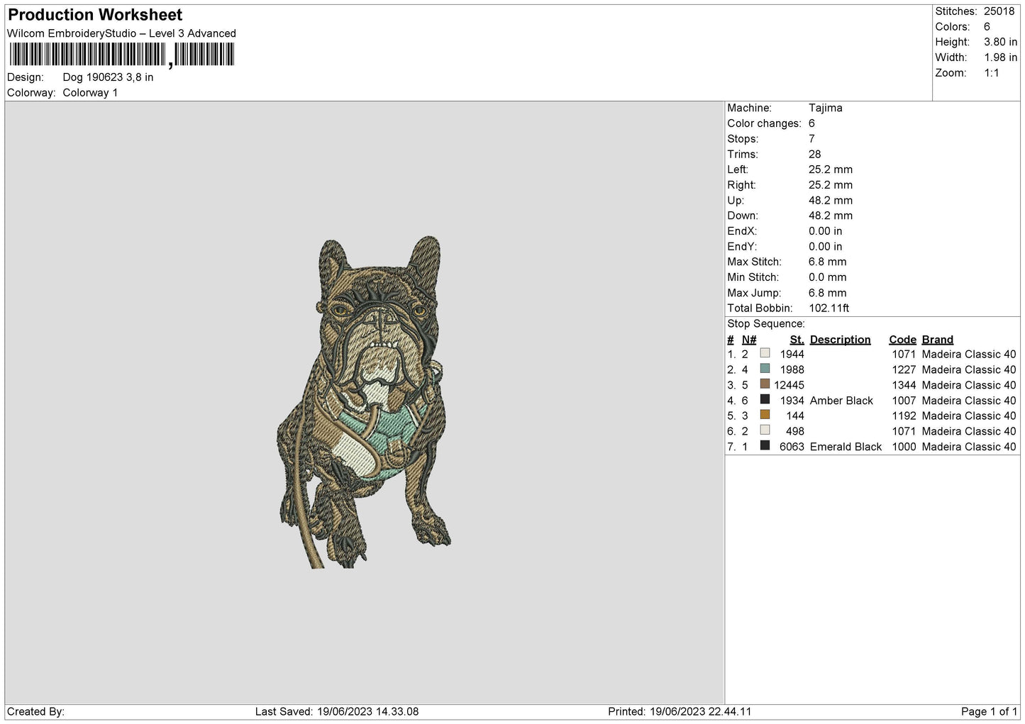 Dog 1906 Embroidery File 6 sizes