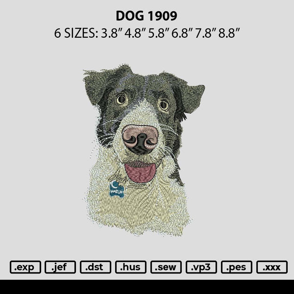 Dog 1909 Embroidery File 6 sizes