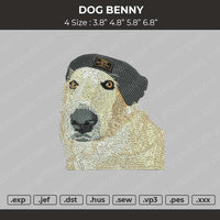 Dog Benny Embroidery File 4 Size