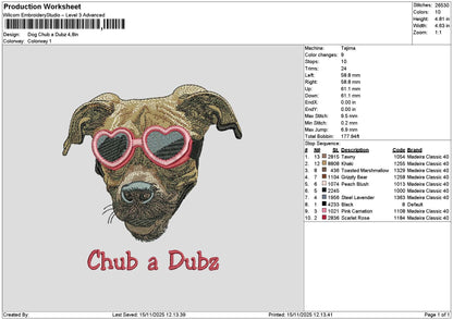 Dog Chub Embroidery File 6 sizes