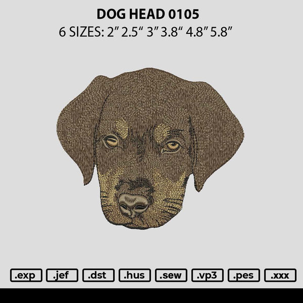 Dog Head 0105 Embroidery File 6 sizes