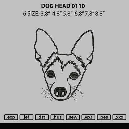 Dog head Embroidery File 6 sizes