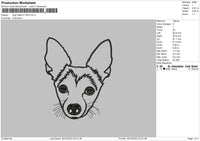 Dog head Embroidery File 6 sizes