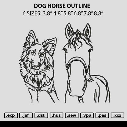 Dog Horse Outline Embroidery File 6 sizes