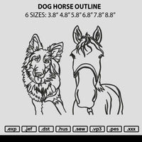 Dog Horse Outline Embroidery File 6 sizes