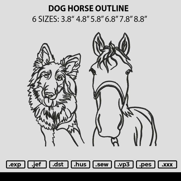 Dog Horse Outline Embroidery File 6 sizes
