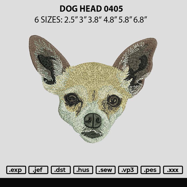 Dog Head 0405 Embroidery File 6 sizes