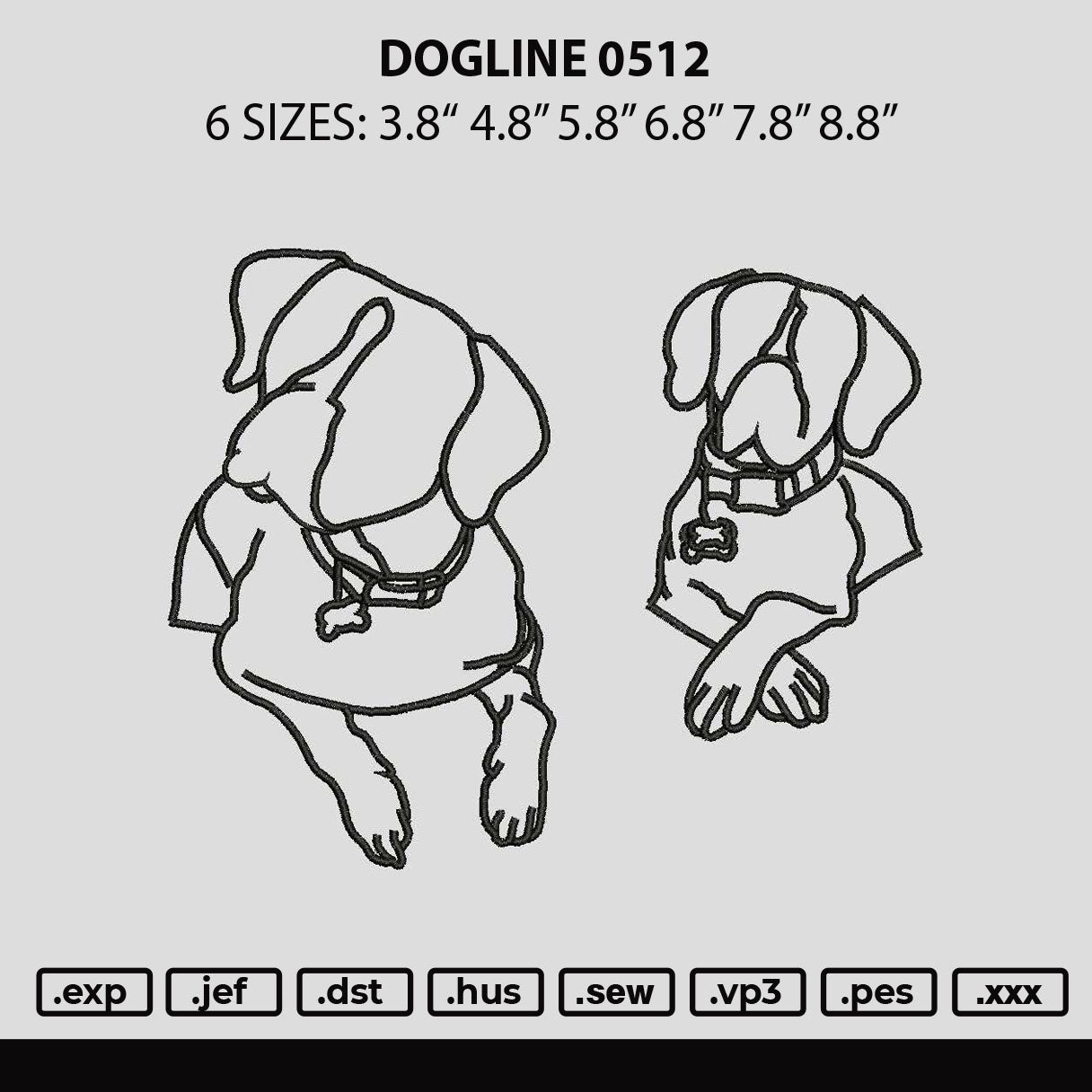 Dogline 0512 Embroidery File 6 sizes